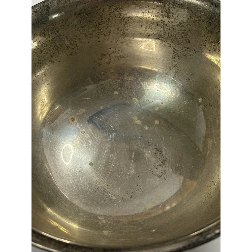 Vintage Silver Plate Footed Serving Bowl Pedestal Centerpiece 6.25” Dining Decor